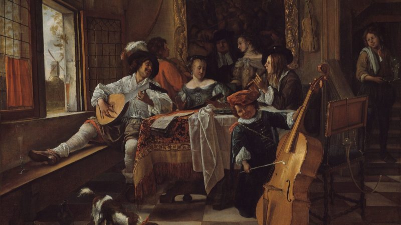 Historical painting of musicians performing together in a gathering, symbolizing lasting musical community beyond social media.